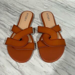 Fitory Women's Tan Slide Sandals